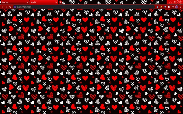 Drawn Hearts: Red & Black Theme For Google Chrome