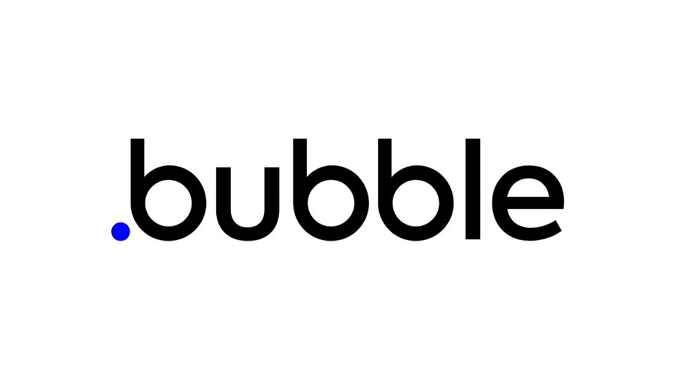 Placeholder image for Bubble showing a visual web app editor with UI elements, database data, and workflow logic
